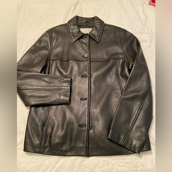 Veste En Cuir Nine West - Noir - Taille M - Occasion Très Bon état - Doublée - Fermeture Zip